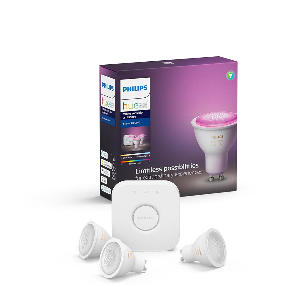 Philips Hue White & Color Ambiance Starter Kit 3 Bluetooth GU10 - Philips Hue thumbnail