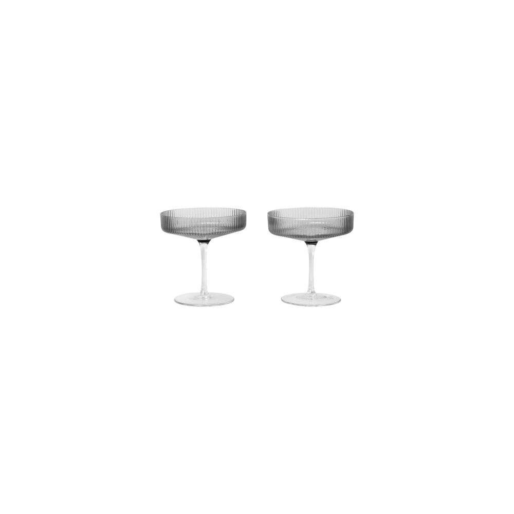 Ripple Champagne Saucers Set of 2 Smoked Grey - Ferm Living thumbnail