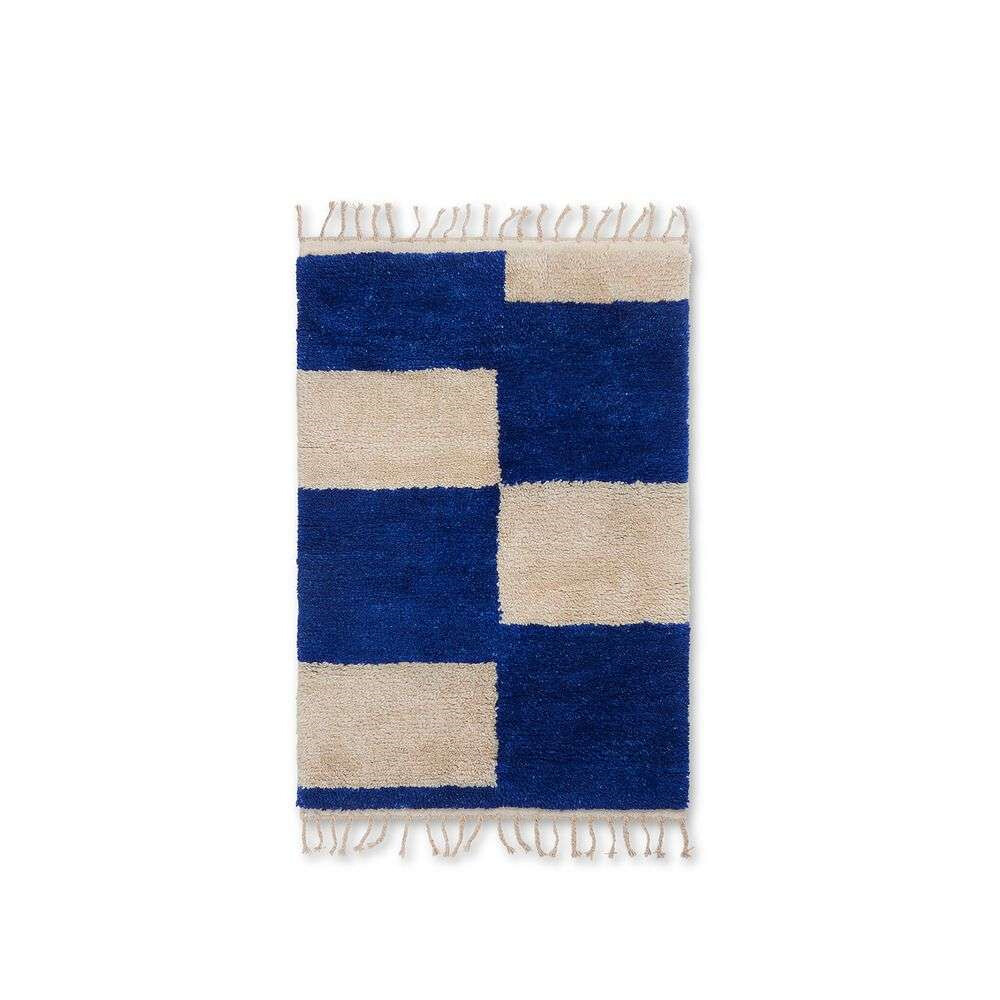 Mara Knotted Rug S Bright Blue/Off-White - Ferm Living thumbnail