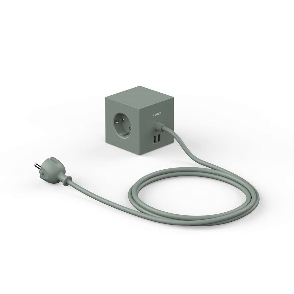 Billede af Square 1 USB A & Magnet 1,8m Oak Green - Avolt