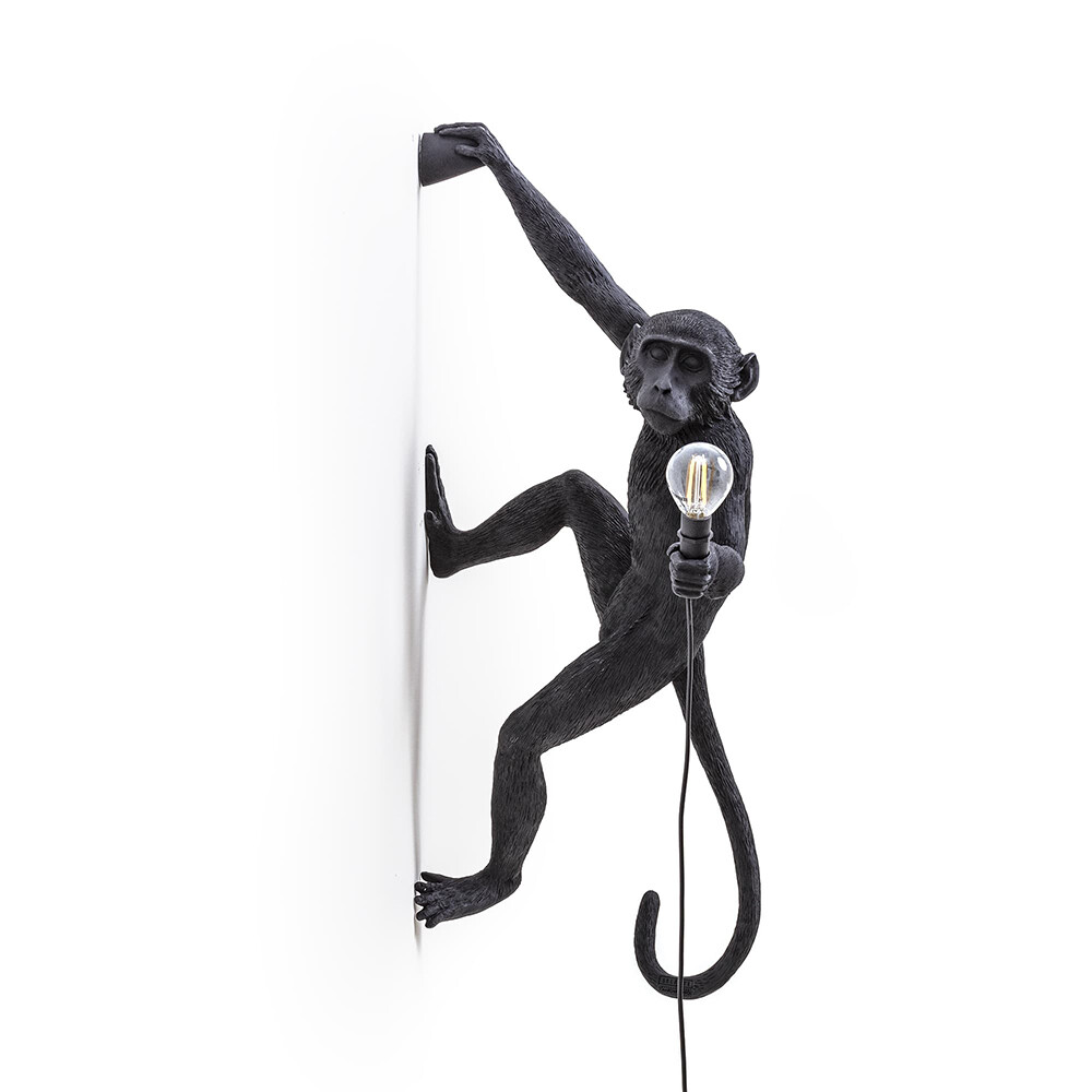 Seletti Monkey Hanging Right Væglampe Sort Udendørs