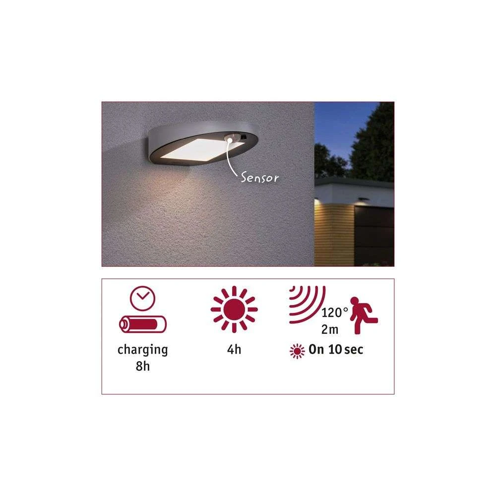 Ryse Aplique Exterior Solcelle w/Sensor White - Paulmann