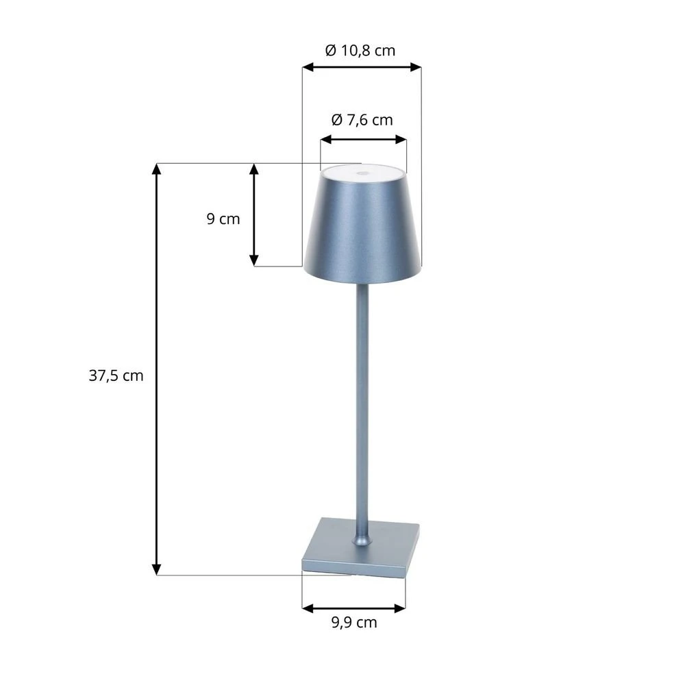 Lindby Janea LED, lampada da tavolo ricaricabile, grigio-blu