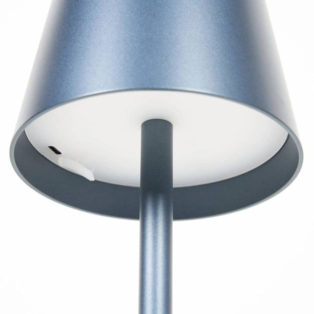 Lindby Janea LED, lampada da tavolo ricaricabile, grigio-blu