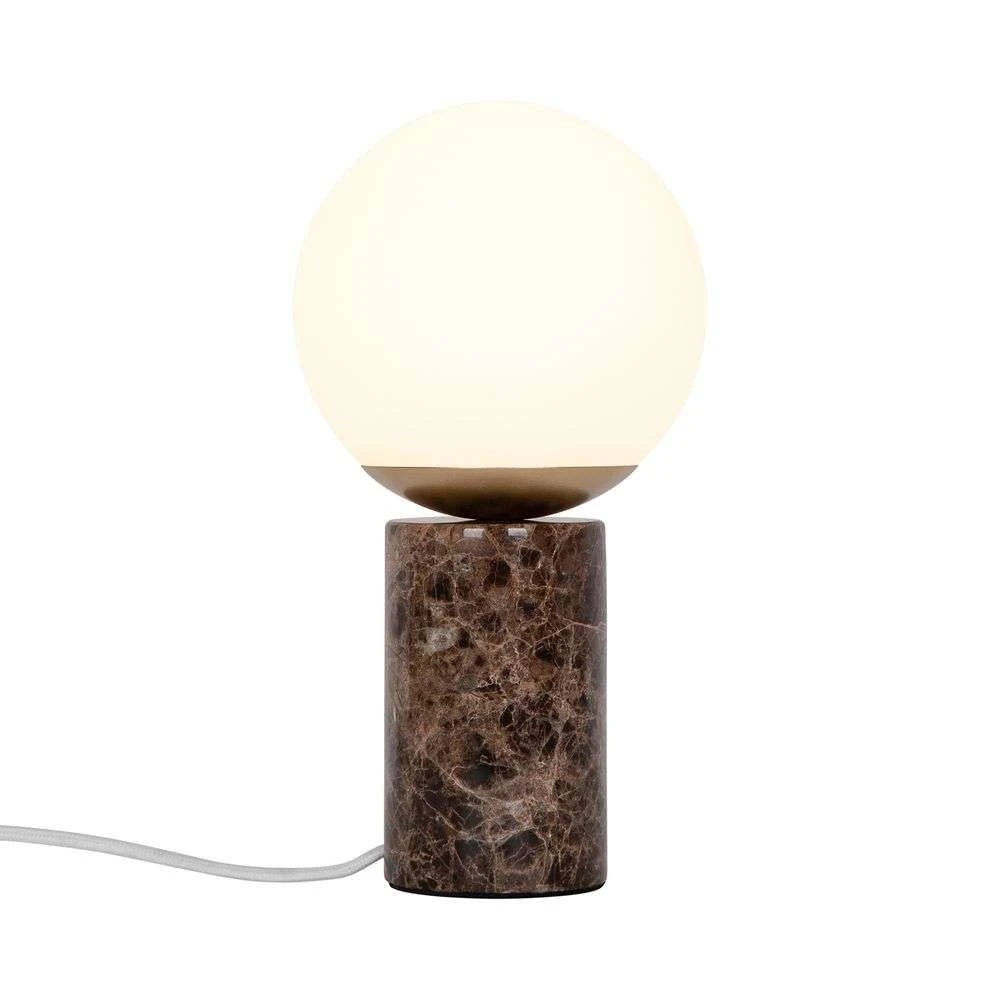 Lampe-table de chevet en bois naturel et medium gris béton avec abat-jour  en tissu - Séléné