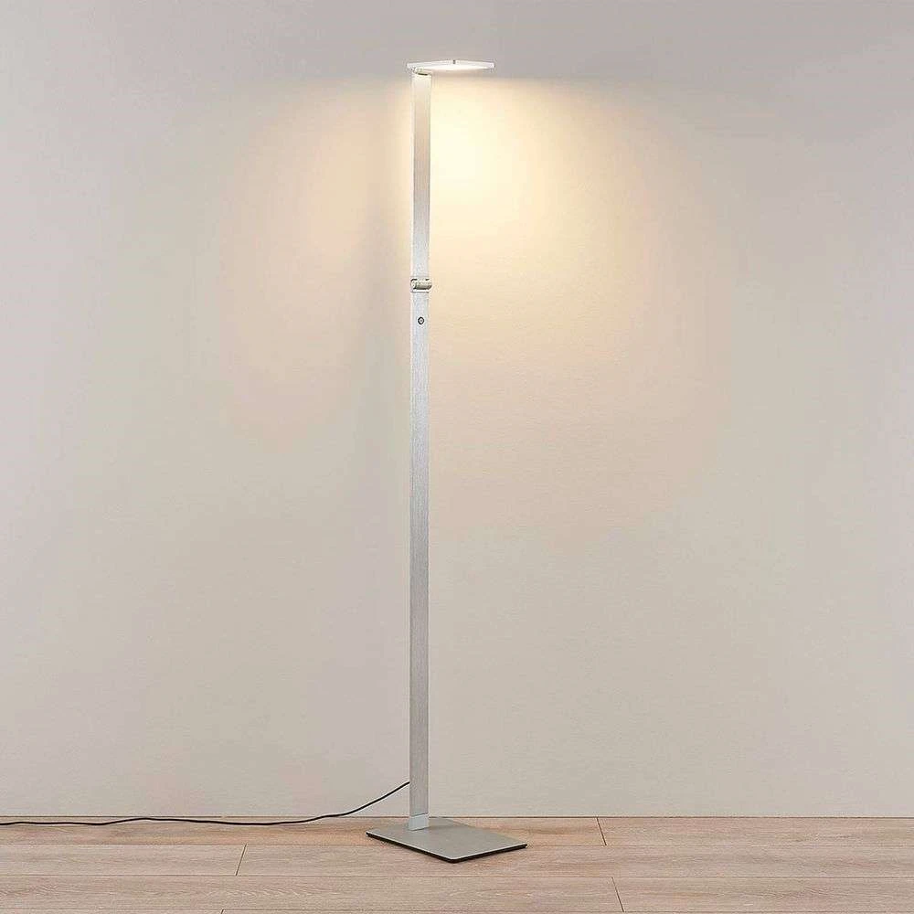 Lucande Mairia lámpara pie LED ondulada aluminio
