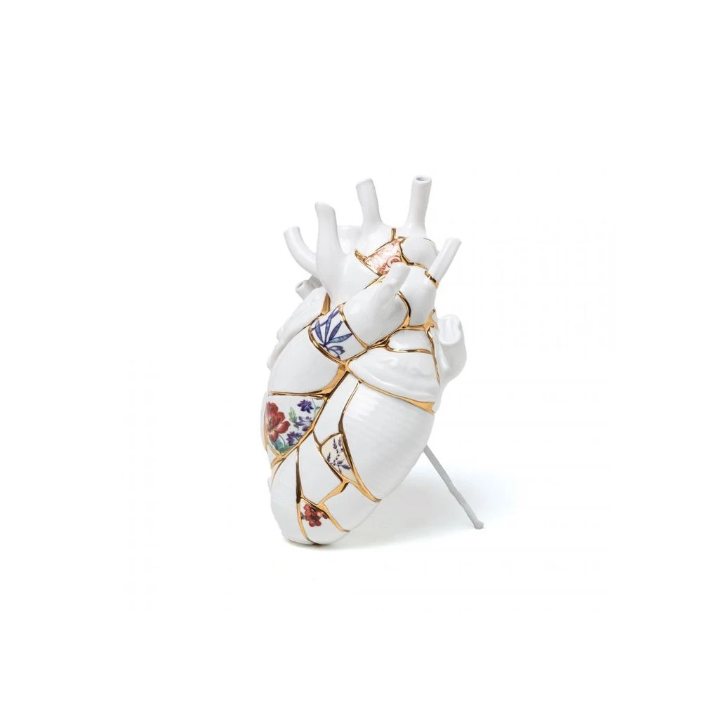 Kintsugi Porcelain Heart Bloom In Vase Seletti - Love