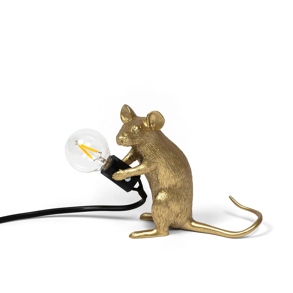 pista Implementar zoo Mouse Lamp Mac Sitting Lámpara de Sobremesa Oro - Seletti