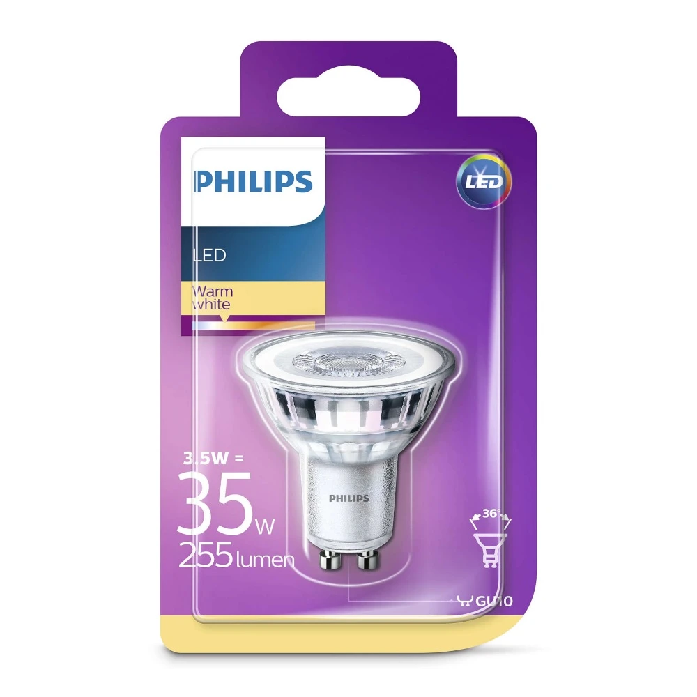 Päronlampa LED 3,5W (35W/255lm) GU10 - Philips