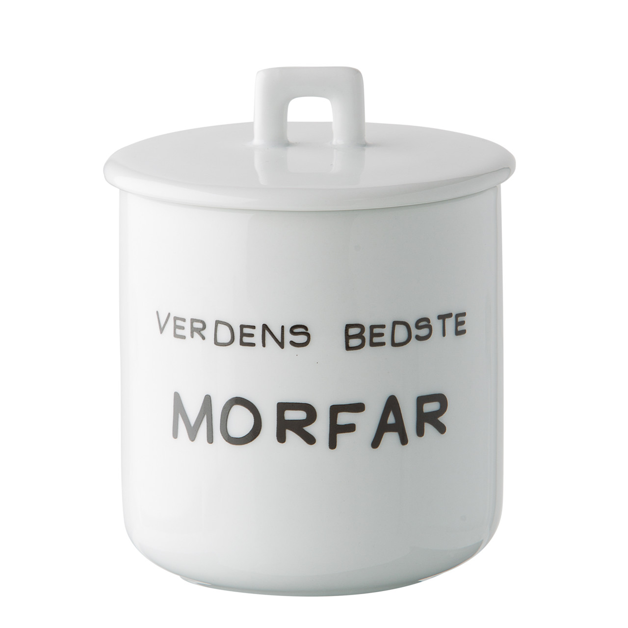 SINNERUP Krus m. porcelænslåg – Verdens bedste morfar (SORT ONESIZE)