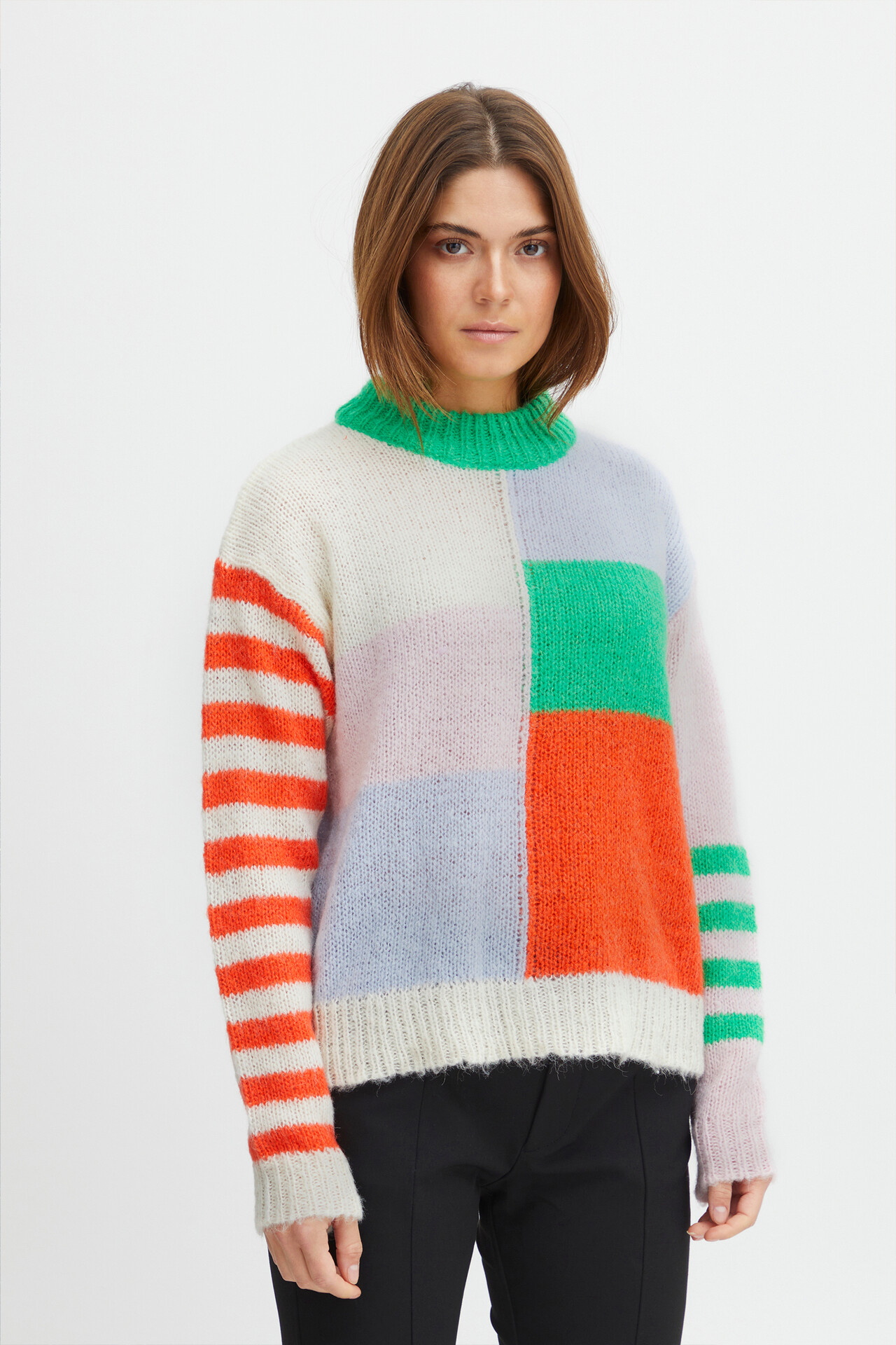 PULZ PZSophia Color Block Pullover (MULTI FARVET M)