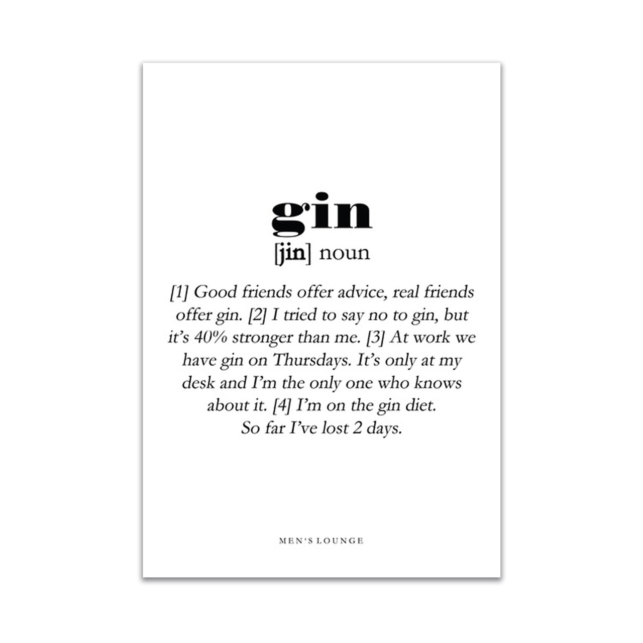 MEN’S LOUNGE Gin definition 30×40