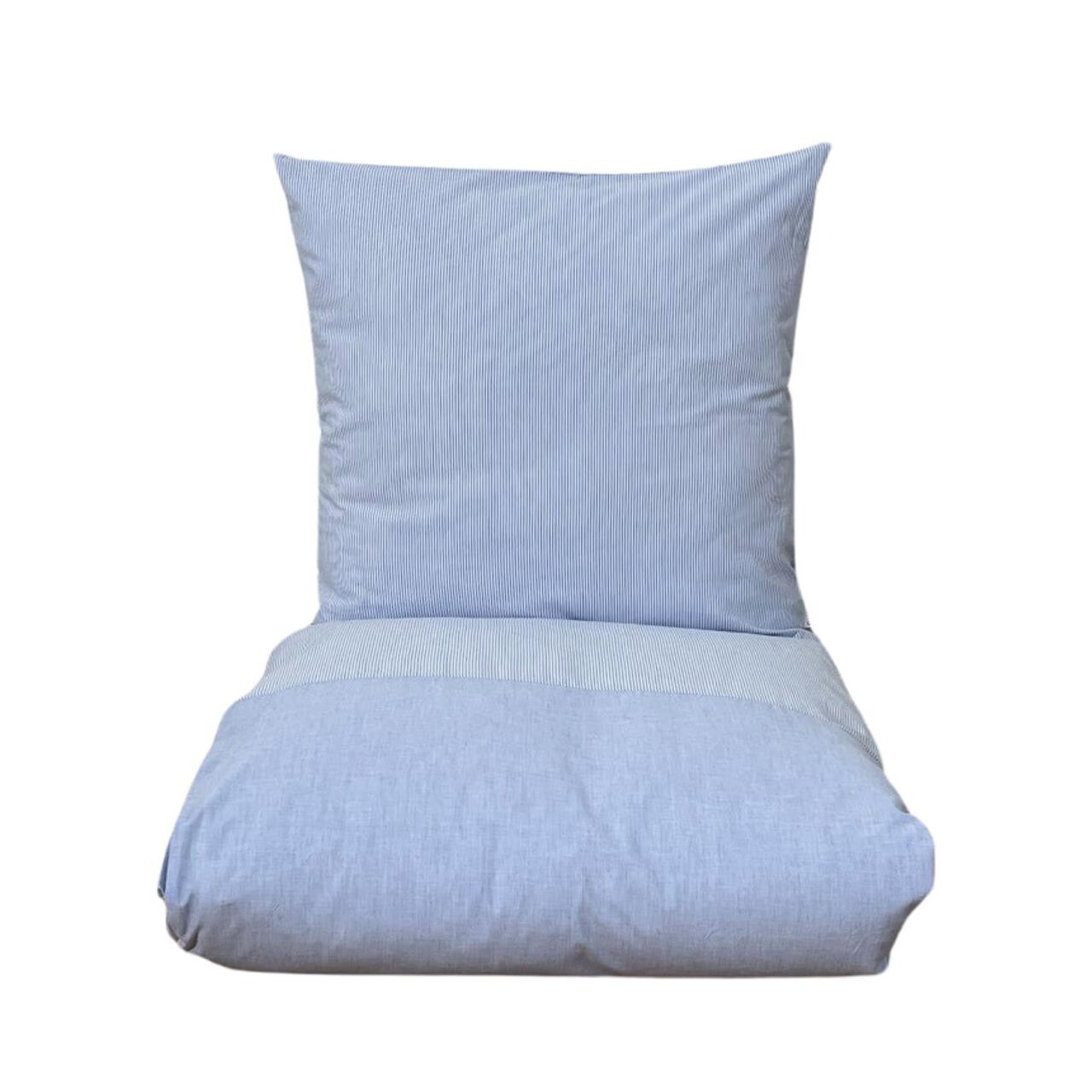 OMHU Mini strib patchwork sengetøj 140×200 cm blå