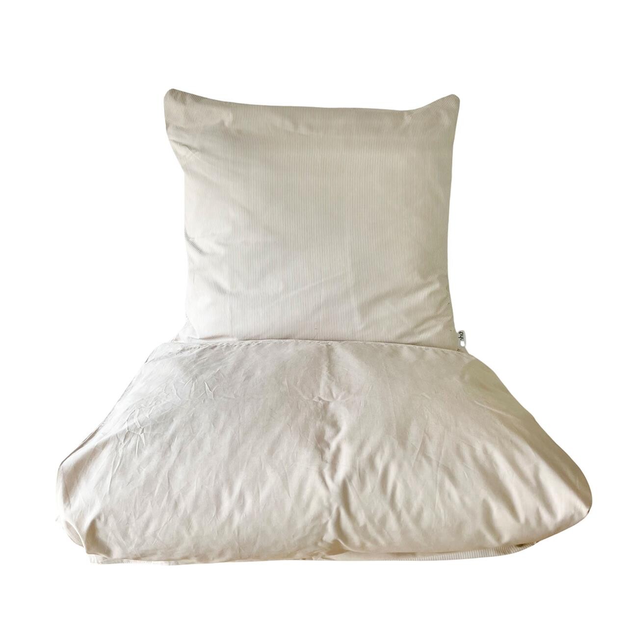 OMHU Mini strib patchwork sengetøj 140×200 cm sand