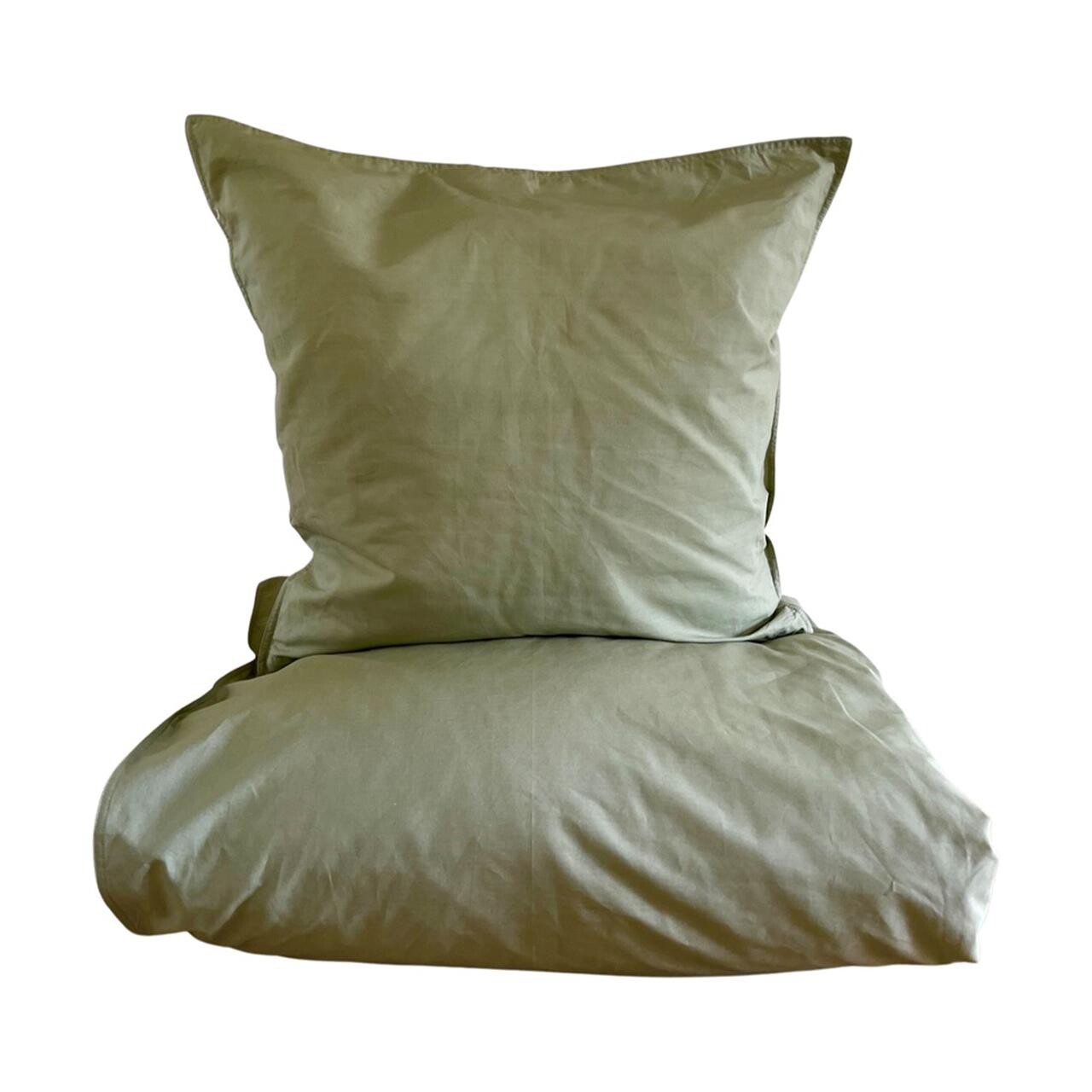 OMHU Percale sengetøj 140×200 cm dusty green
