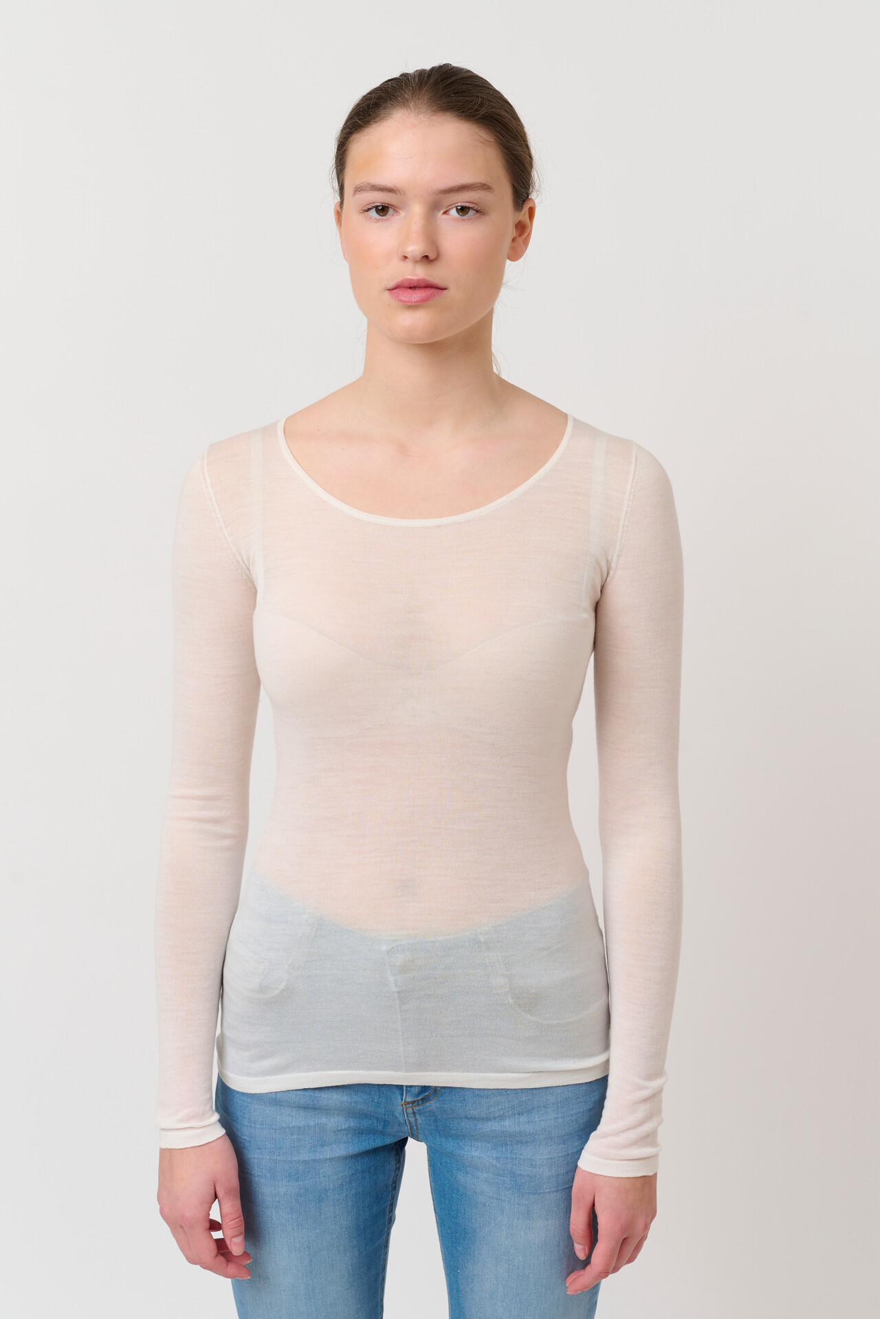 CRÉTON Indie merino bluse (WHITE PEARL S)