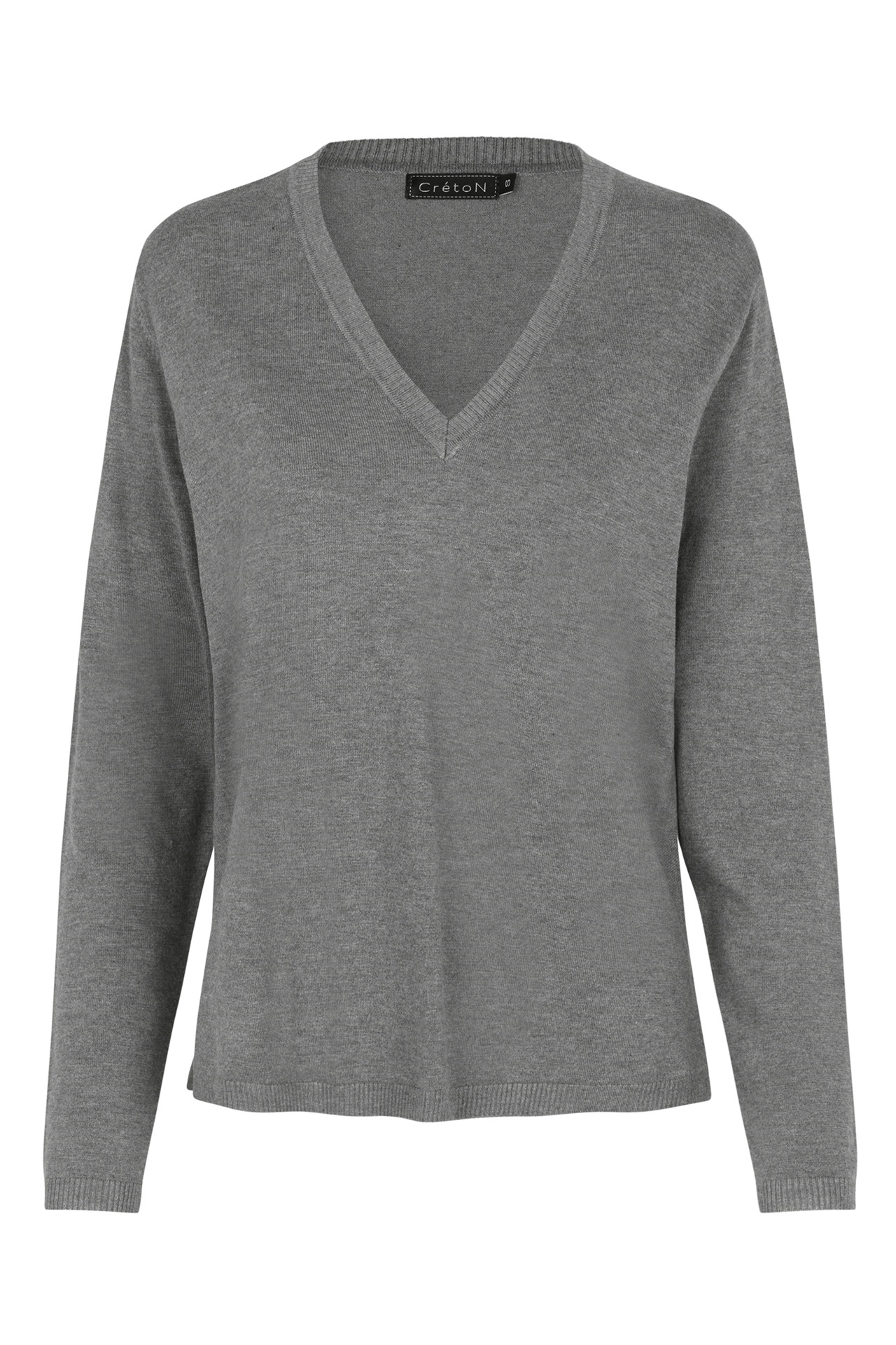 CRÉTON Wicky v-hals sweater (GRÅ MELANGE, M)
