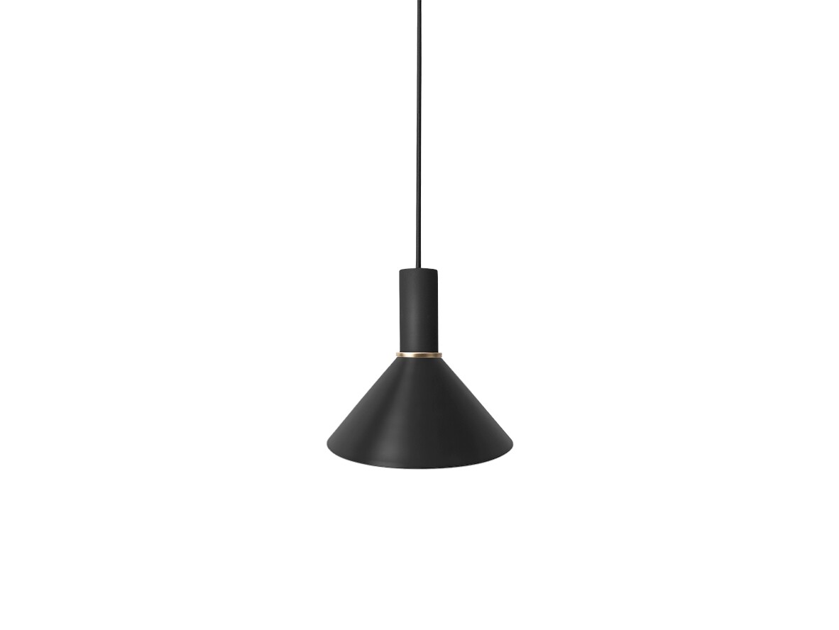 ferm LIVING - Collect Cone Pendel Low Glossy Black/Brass