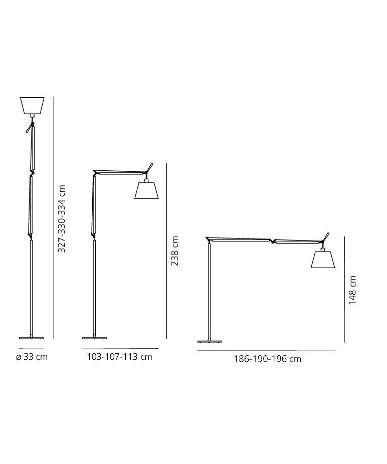 Tolomeo Mega Gulvlampe Ø320 Grå Satin/Sort