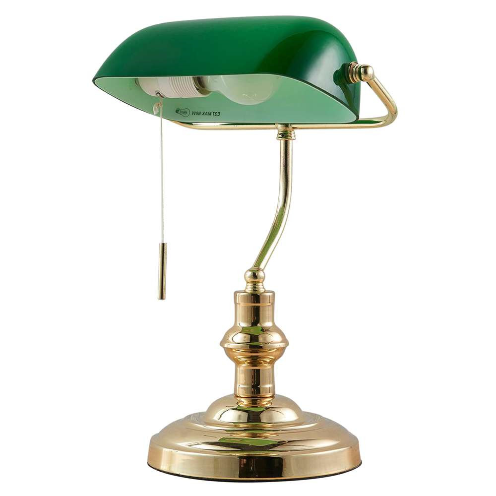 Lindby Milenka Bordlampe Polished Brass/Green