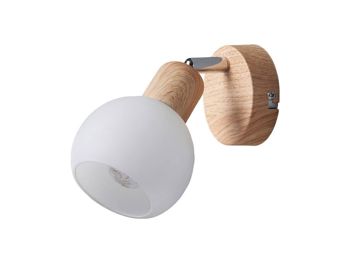 Lindby – Svenka Vägglampa White/Light Wood/Satin Nickel Lindby