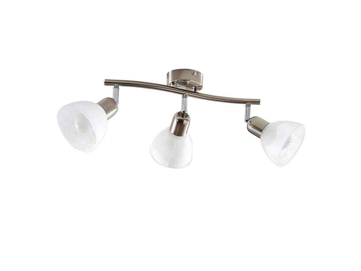 Lindby – Paulina 3 LED PlafondWhite Alabaster/Satin Nickel