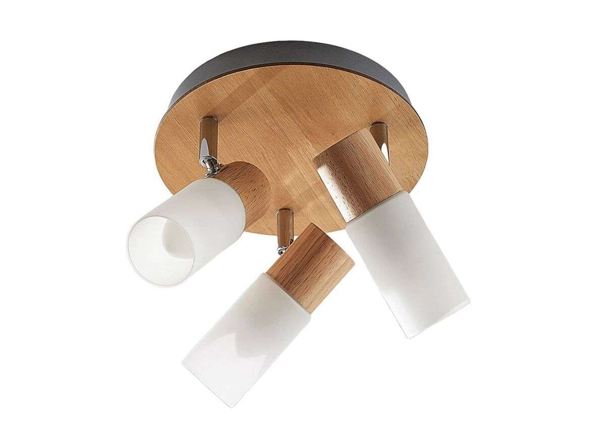 Lindby – Christoph 3 Round Loftlampe Wood/White Lindby