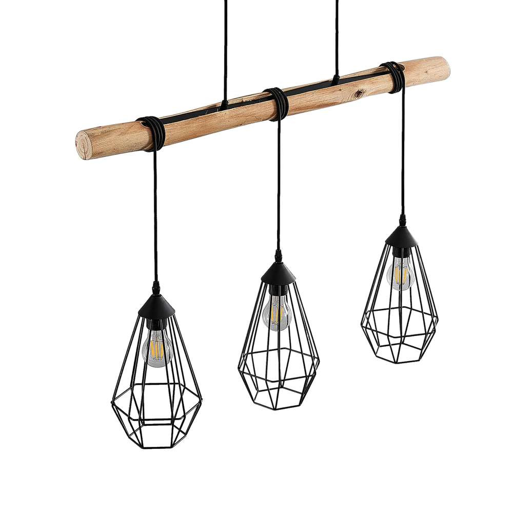 Lindby – Eldarion 3 Taklampa Black/Wood