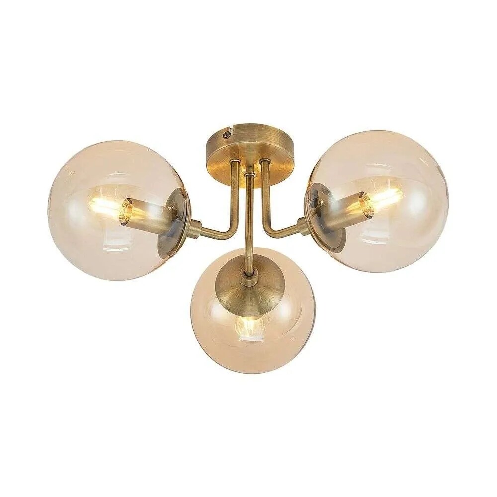 Lindby – Arnella Plafond Antique Brass/Amber