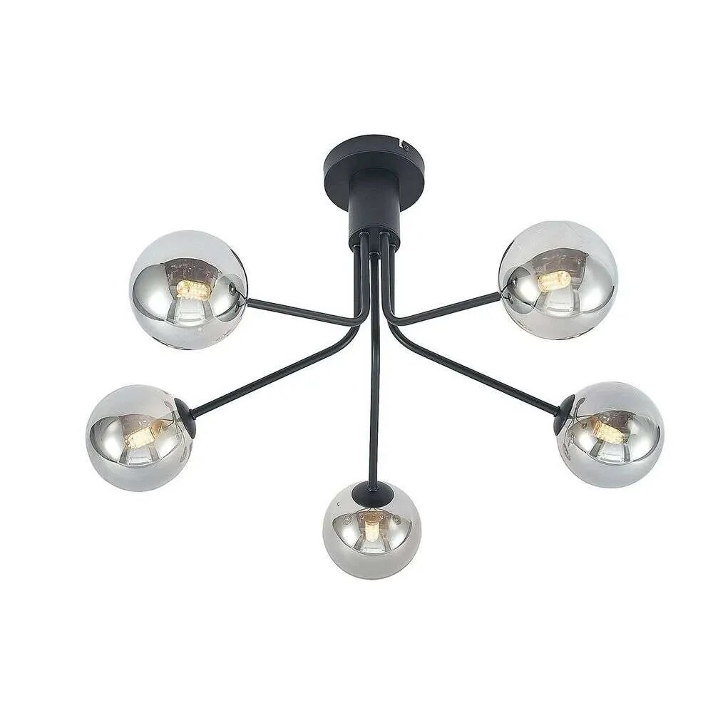 Lucande – Wynina 5 Plafond Black/Smoke