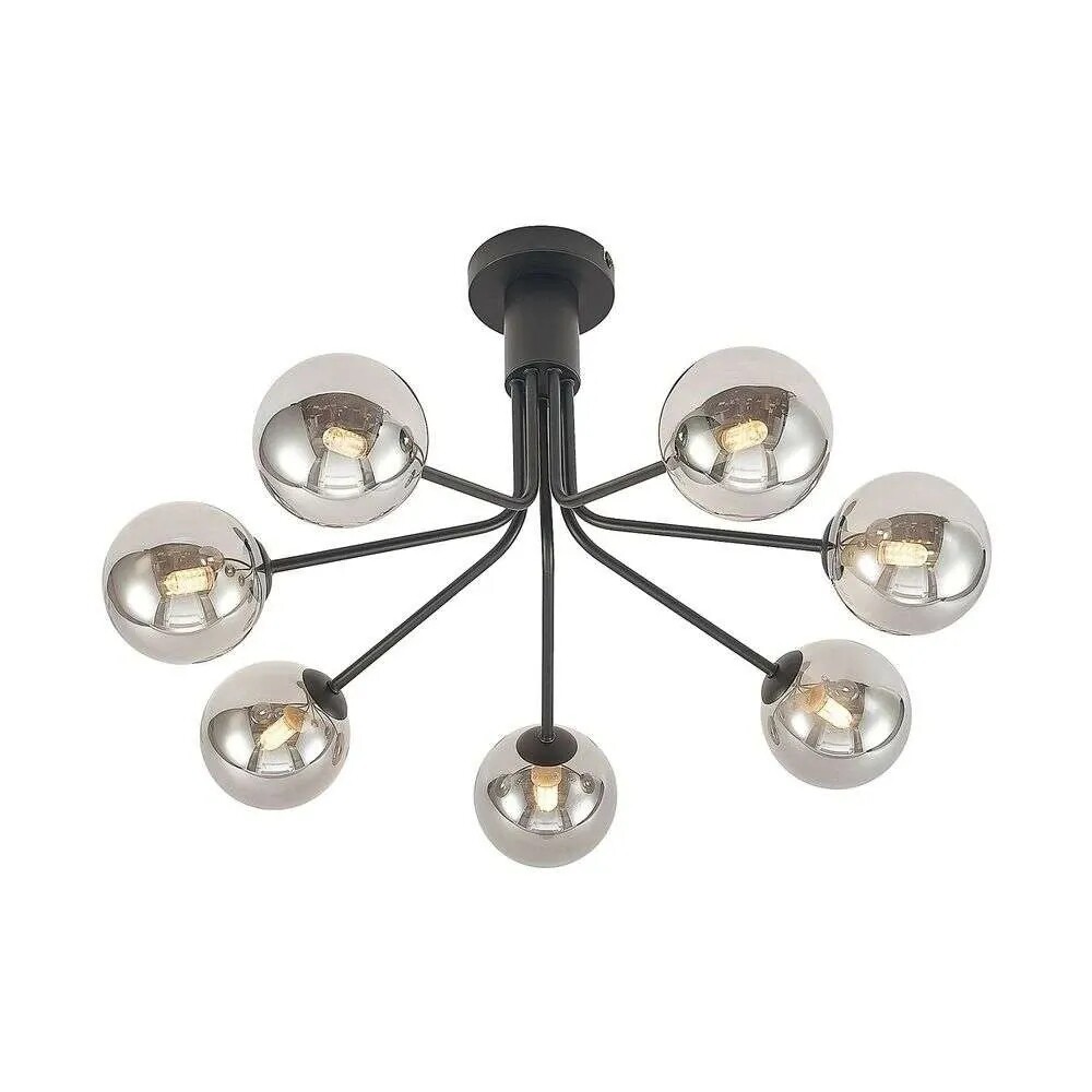 Фото - Люстра / світильник Lucande  Wynina 7 Lampa Sufitowa Black/Smoke Metal 