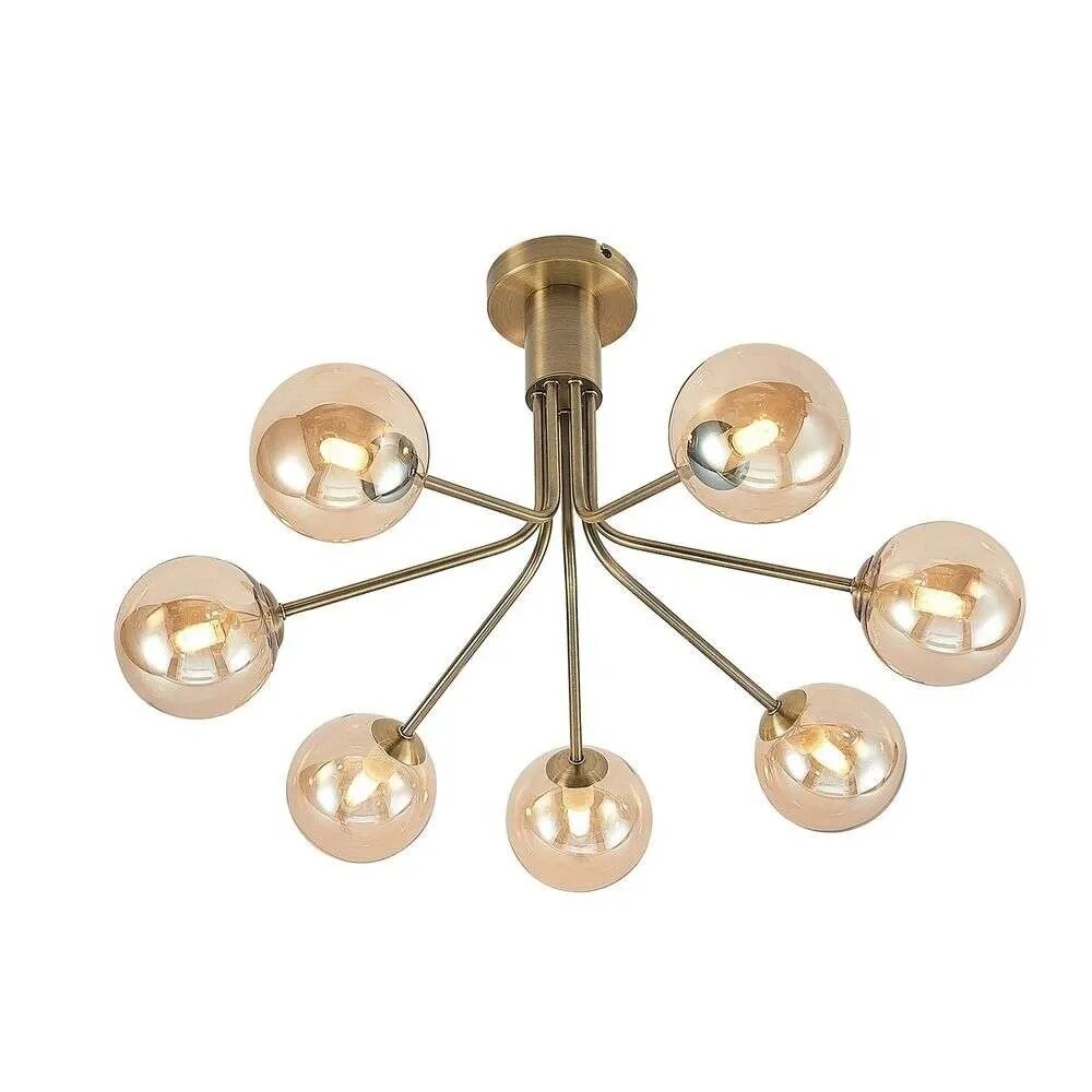 Lucande – Wynina 7 Loftlampe Brass/Amber