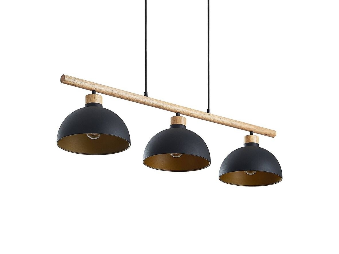 Lindby – Tirzana 3 Taklampa Black/Light Wood