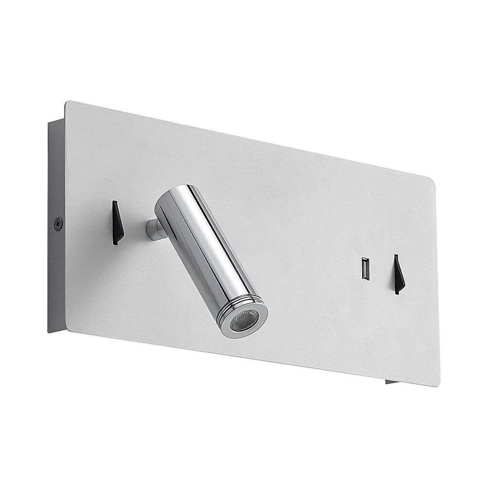 Lucande – Kimo LED Square Vägglampa USB White/Chrome Lucande