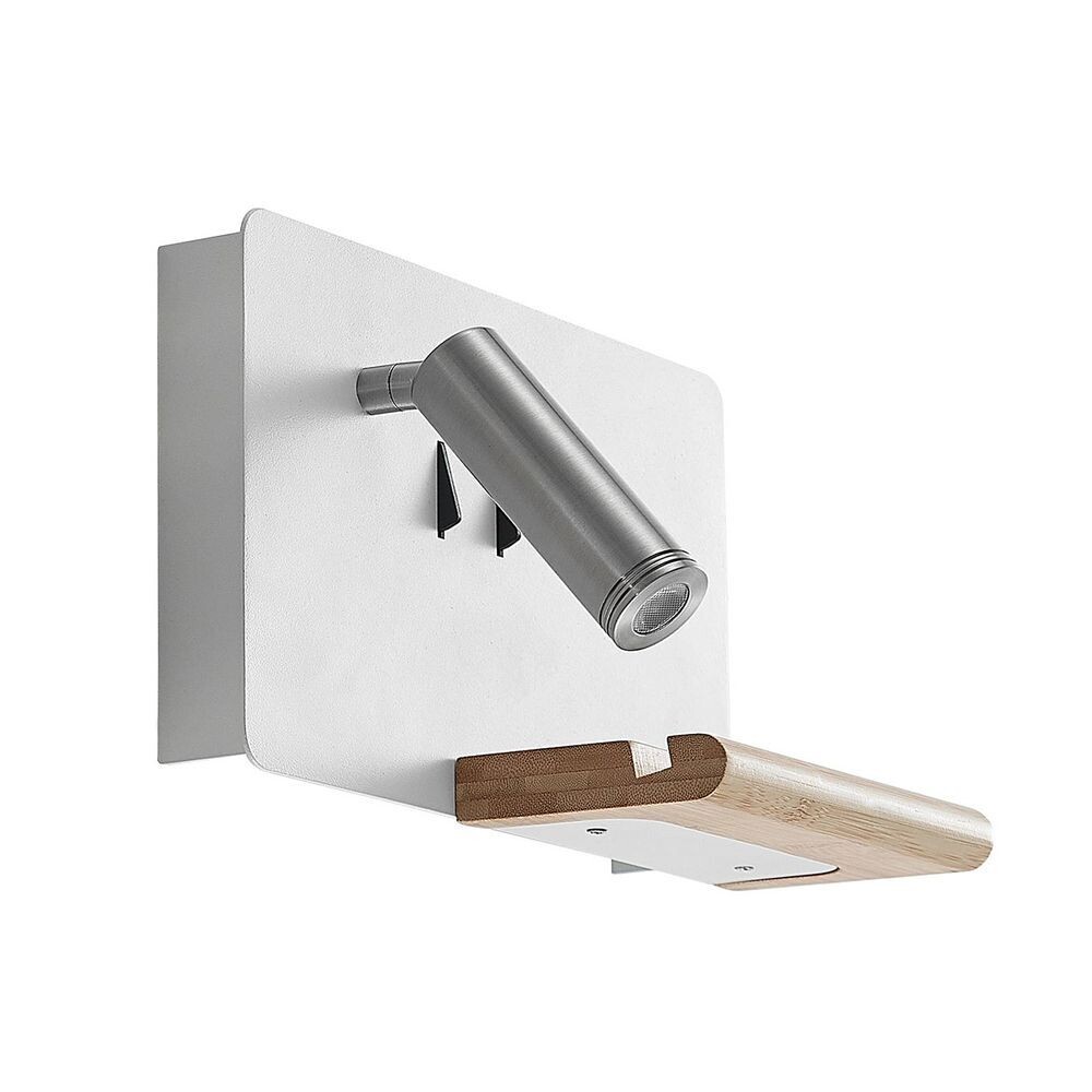 Lucande – Kimo LED Square Shelve Vägglampa USB White/Nickel