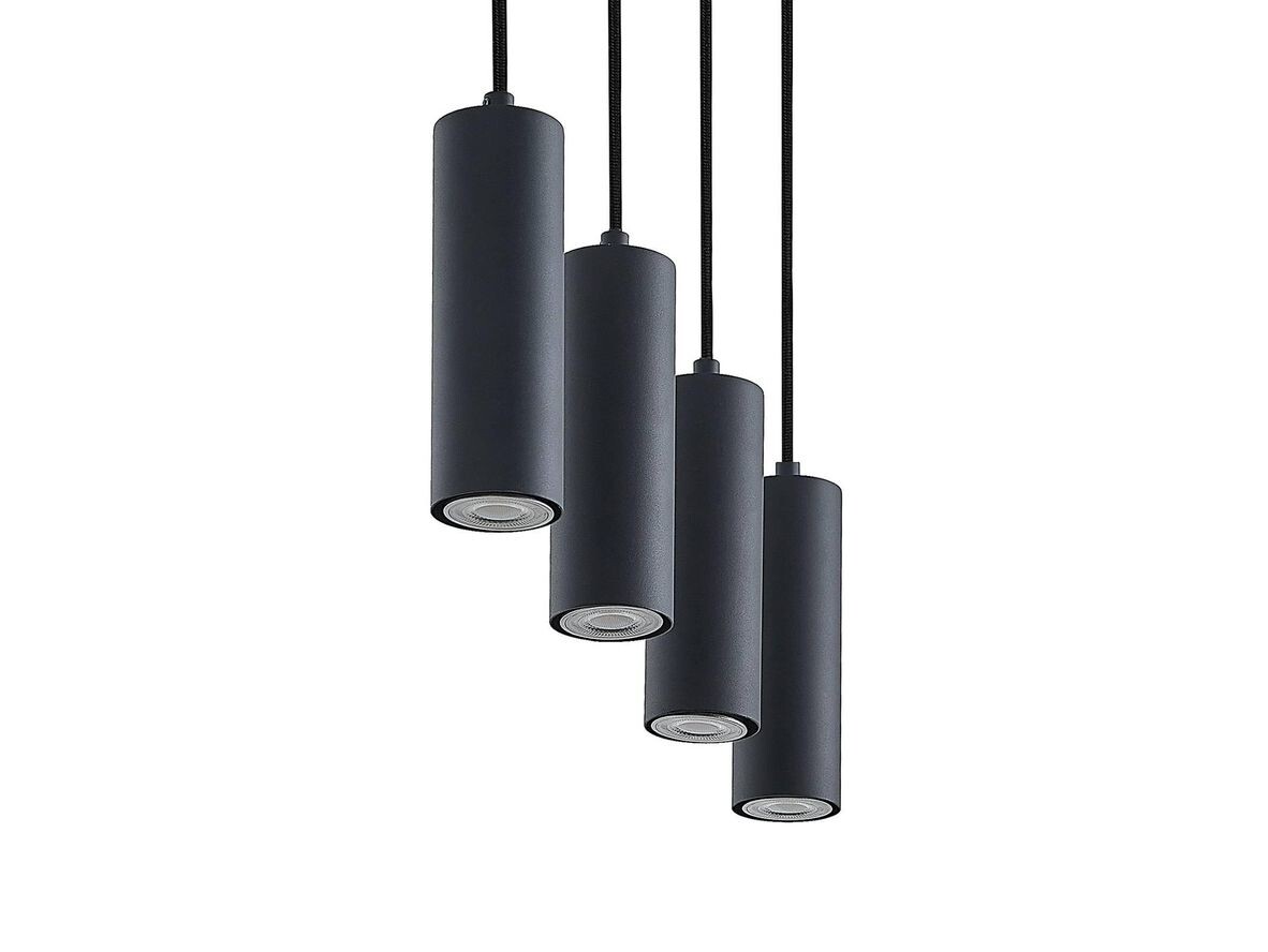 Lindby – Maniva 4 Taklampa Black/Wood