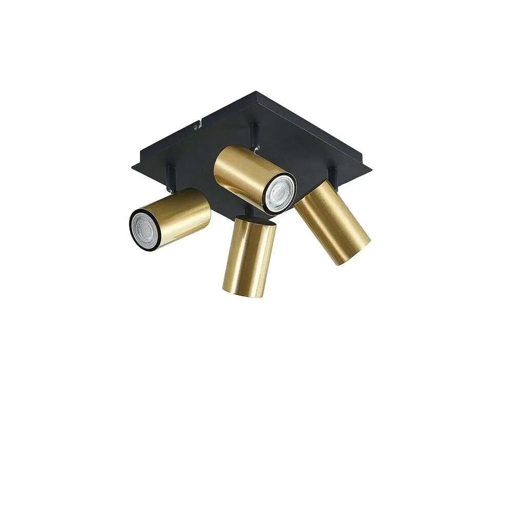 Lindby – Raisan 4 Square Plafond Black/Brass