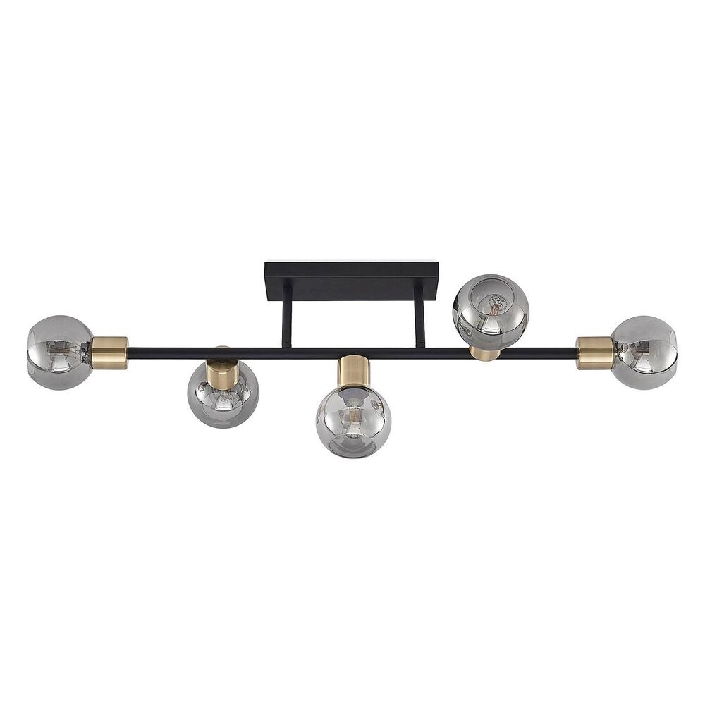 Lindby – Biscala 5 Loftlampe Black/Brass/Smoke Lindby