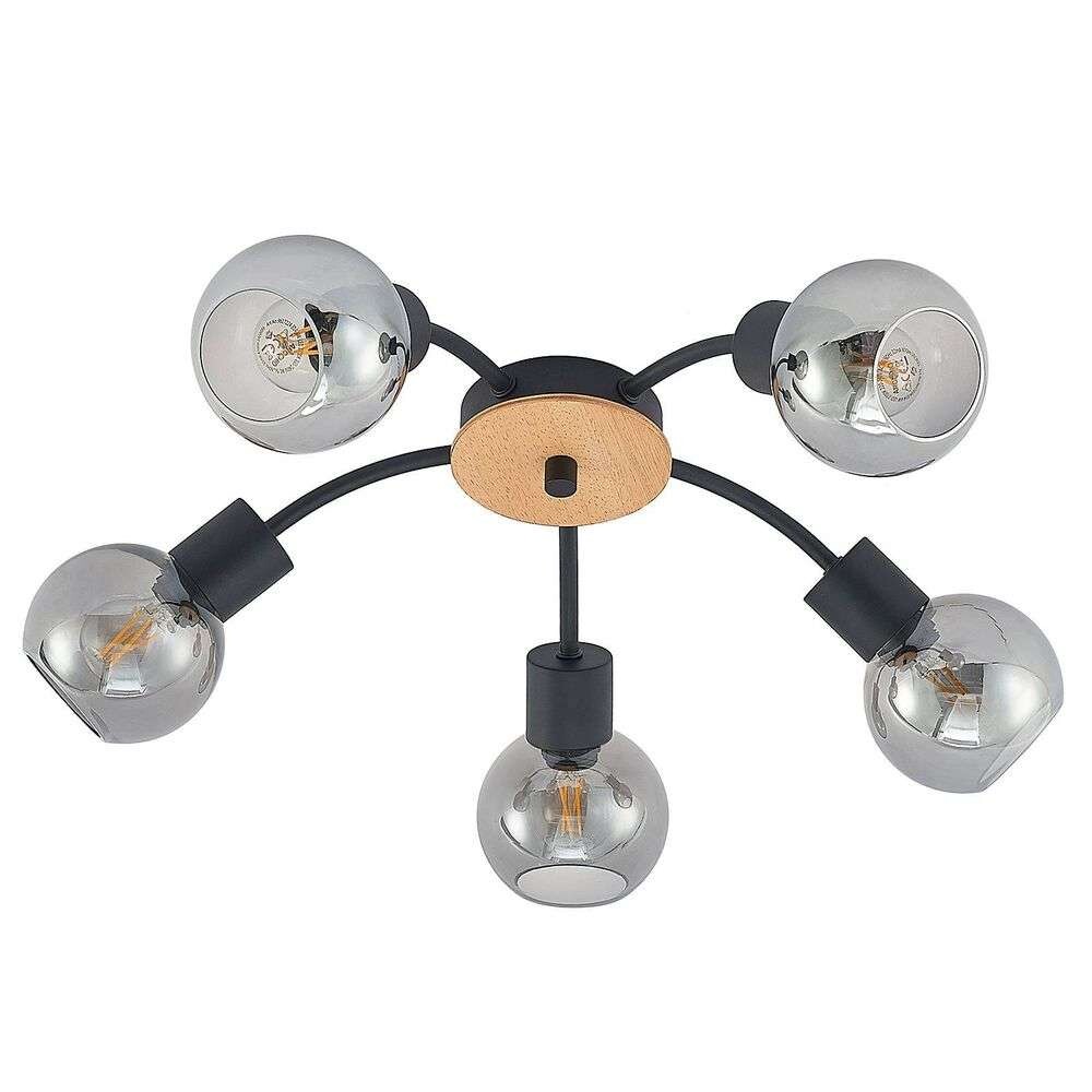 Lindby – Eridia 5 Round Loftlampe Black/Wood