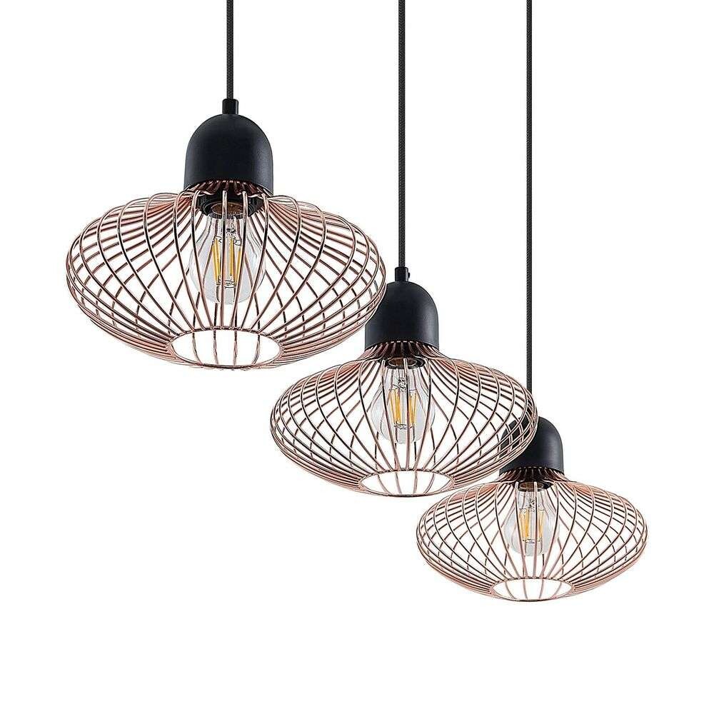 Lindby – Justinos 3 Taklampa Black/Copper