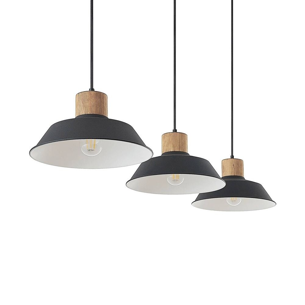 Lindby – Nefeli 3 Taklampa Black/Wood