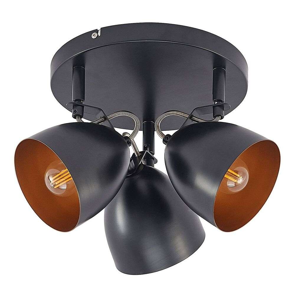 Lindby – Fintja 3 Round Plafond Black/Gold