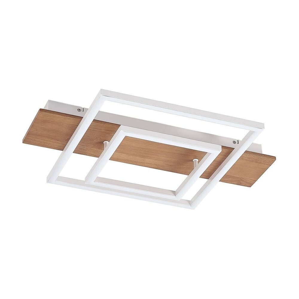 Lucande – Chariska LED Plafond Ø60 Wood/White Lucande