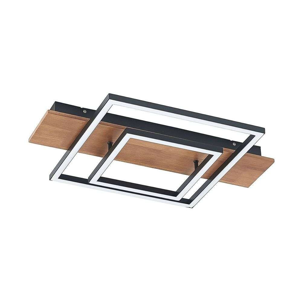 Lucande – Chariska LED Plafond Ø60 Wood/Black Lucande