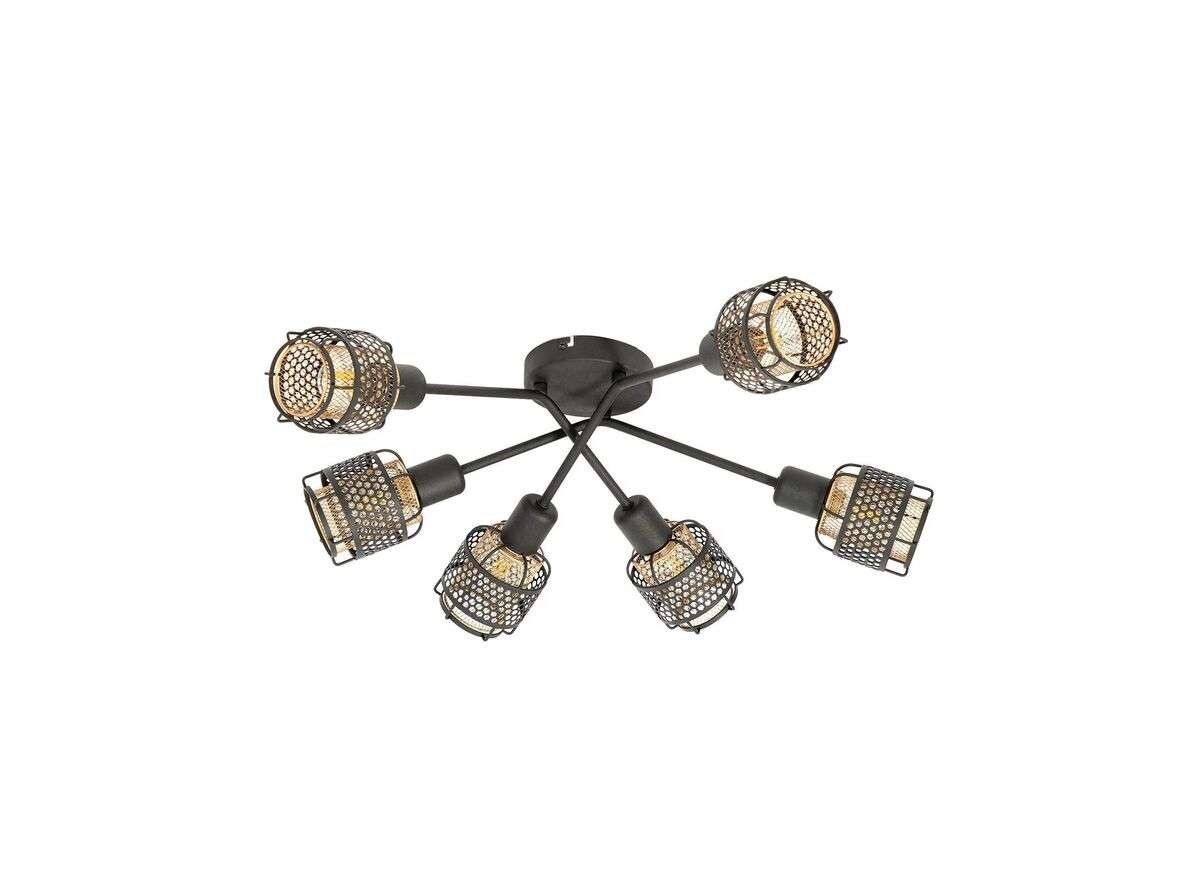 Lindby – Eudoria 6 Round Plafond Black/Gold Lindby