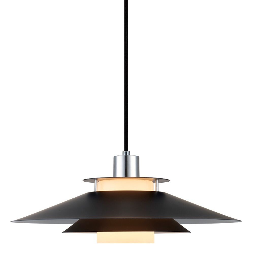 Rivoli, Pendel lampe, E27 by Halo Design (D: 40 cm. x H: 15 cm., Sort/Krom)