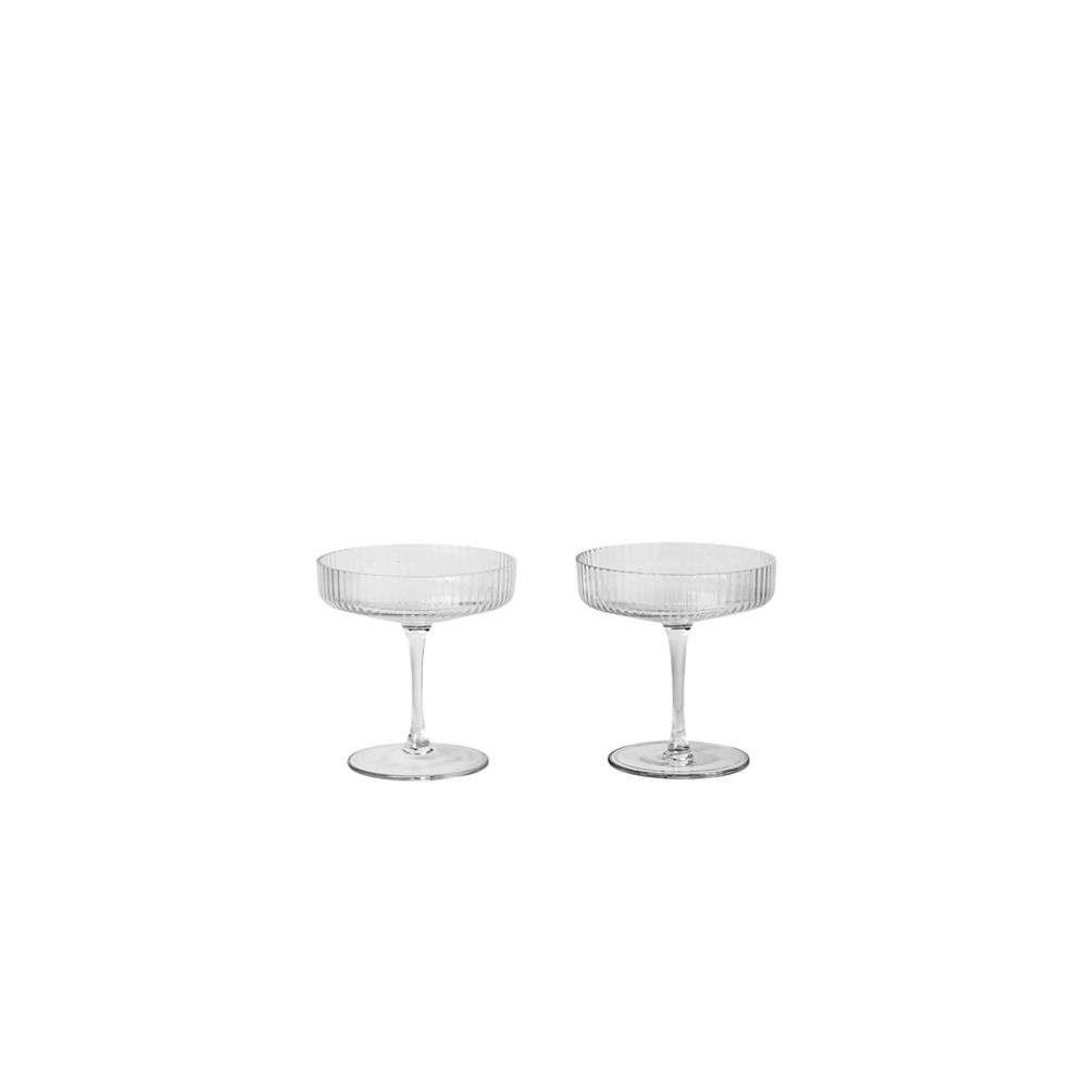 #1 - Ferm Living Ripple Champagne Saucer glas - 2 stk.
