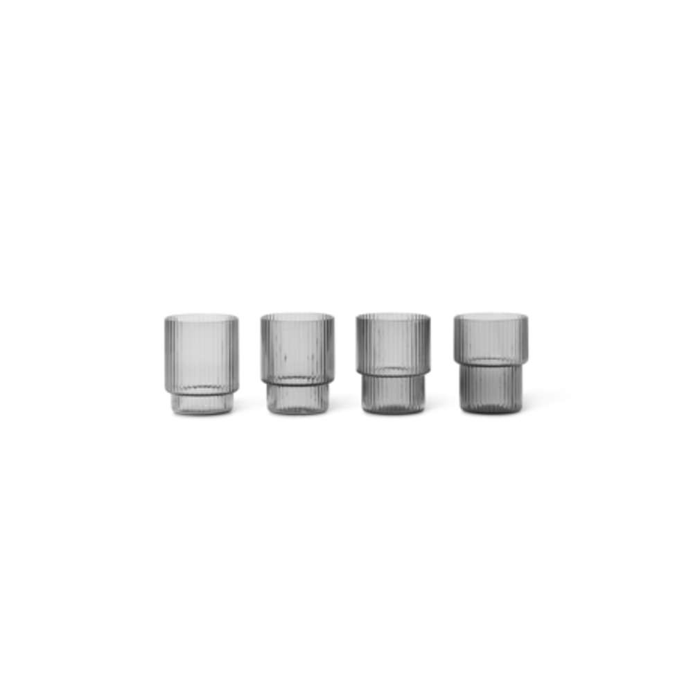 ferm LIVING – Ripple Glasses Set of 4 Smoked Grey