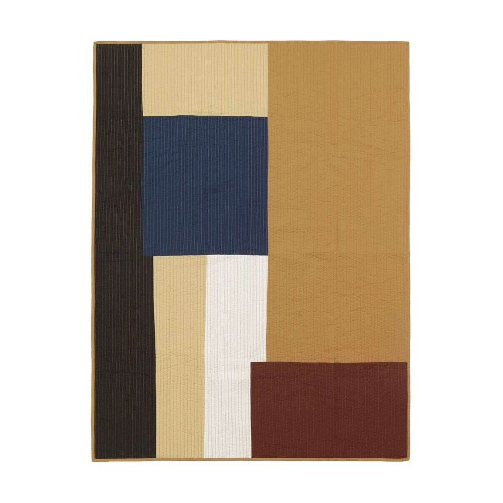 Ferm Living Shay Patchwork Quilt Blanket Mustard