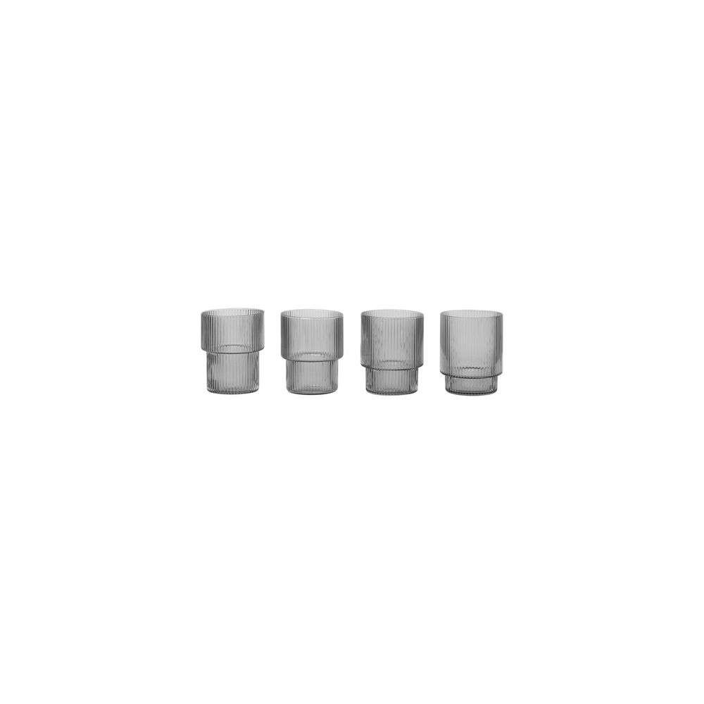 ferm LIVING – Ripple Small Glasses Set of 4 Smoked Grey